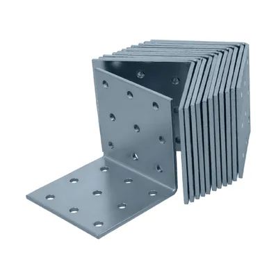 Produktbild von HELPMATE – 12 Stück Lochplattenwinkel 60x60x60 mm – Winkelverbinder galvanisch verzinkt & blau passiviert – Holzverbinder mit hervorragendem Korrosionsschutz – Lochwinkel