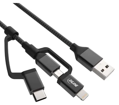 Zdjęcie produktu dla InLine 31415S, 1,5 m, USB A, Micro-USB B, Męska, Męska, Czarny