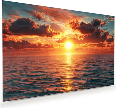 Produktbild von Glasbild 75x50cm in XXL für Wohnzimmer, Schlafzimmer Motiv Sonnenuntergang Meer