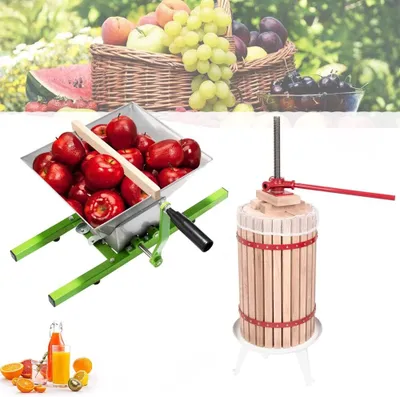 Produktbild von YUENFONG 30L Saftpresse Obstpresse Eiche Entsafter Weinpresse Maischepresse + 7L Obstmühle Obstzerkleinerer Fruchtpresse Maischemühle Zerkleinerer für Obst