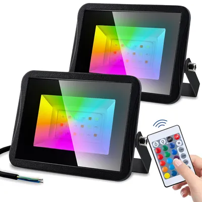 Produktbild von Lospitch RGB LED Fluter Außenleuchten Garten IP67 Scheinwerfer Strahler Innenbeleuchtung Fluter 2x 20W