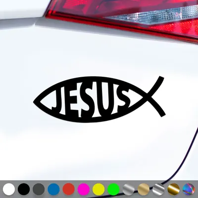Produktbild von PantherPixel Jesus Fisch Aufkleber Ichthys Christentum Christus Sticker Auto Geschenkidee Farbe Schwarz