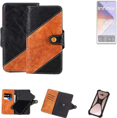 Produktbild von K-S-Trade Handyhülle Schutzhülle Bookstyle Case Wallet-Case kompatibel mit Infinix Note 40 Pro Handy Cover Bumper Klapphülle schwarz hellbraun 1x