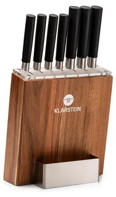Image de Klarstein Couteau Cuisine, Lot 7 Couteau de Cuisine Professionnel avec Bloc, Set Couteaux et Ustensiles de Cuisine en Acier Inoxydable, Kit Support Blocs Couteaux Professionnelle, Résistants Rayures