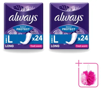 Imagen del producto de 2 unidades de toallas higiénicas "Always Inlegkruisjes" con aroma fresco y prolongado, paquete económico