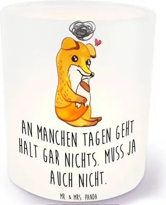 Produktbild von Mr. & Mrs. Panda Glas Windlicht Fuchs Depressionen - Transparent - Geschenk, Kerzenhalter, Depressiv, Teelichthalter, Deko