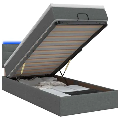 Obrázok produktu pre Postel s úložným priestorom a LED matracom, tmavosivá, 90 x 200 cm