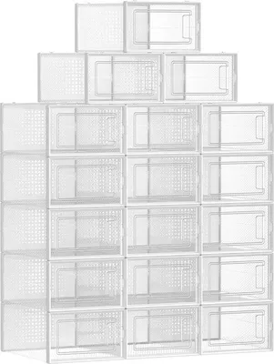 Produktbild von Schuhboxen Set 18, transparent weiß, stapelbar, Größe 42