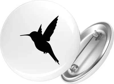 Produktbild von Huuraa Button Kolibri Silhouette 59mm rund mit Sicherheitsnadel Ansteckbutton Geschenkidee