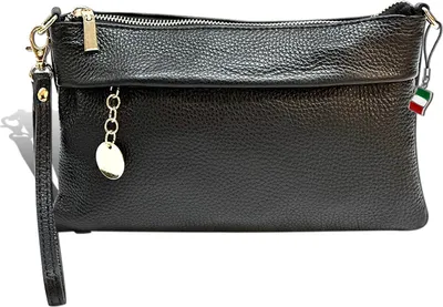Produktbild von Florence Leder Tasche Damen Clutch schwarz 25x13x15cm inklusive Italien Flagge D2OTF838S1