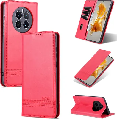 Obrázek produktu pro Huawei Mate 50 Leather Case, Flip Cover Wallet Case Magnetic Closure Stand Protective Cover pro Huawei Mate 50 Pink