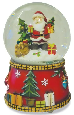 Produktbild von Spieluhr Schneekugel "Weihnachtsmann mit Geschenkesack" Ø 15 cm | 71564