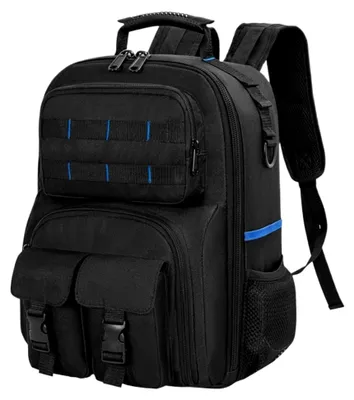 Produktbild von Werkzeugrucksack für Hartbodenaufbewahrung - Robuster Rucksack mit mehreren Taschen für Techniker, Bauarbeiter, Klempner, Heimwerker und Industrie