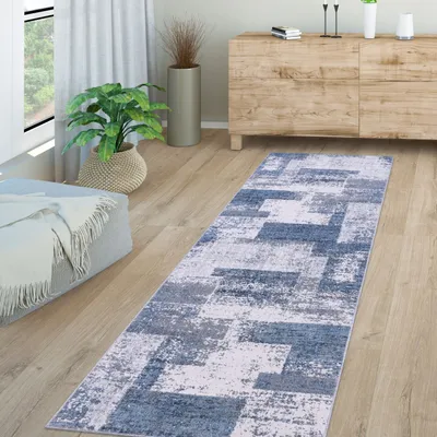 Produktbild von TT Home Wohnzimmer Teppich Kurzflor Vintage Geometrisches Muster Größe 80x300 cm