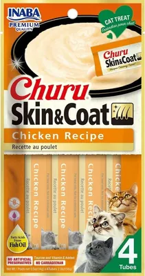 Produktbild von INABA Churu Skin&Coat Chicken Recipe - Katze behandeln - 4x14g
