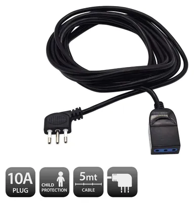 Zdjęcie produktu dla Ewent EW3803, 5 m, Wewnętrzna, Typ L, Typ L, 0,75 mm², Czarny