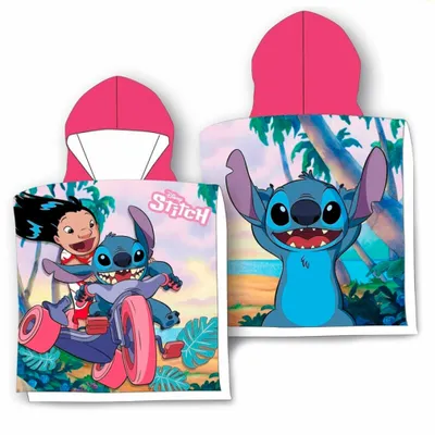 Produktbild von Lilo & Stitch Weicher Kapuzenponcho für Kinder Perfekt für Zuhause und Unterwegs