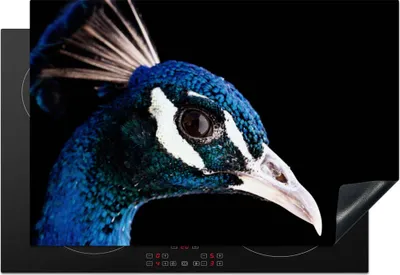 Produktbild von KitchenYeah© Herdabdeckplatte Pfau - Tier - Blau , 76x51cm, Küche Deko, Glaskeramikkochfeld Herdabdeckung, Abdeckplatte fùr Kochfeld
