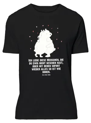 Produktbild von Mr. & Mrs. Panda Tshirt Eisbär Umarmen - Schwarz - Geschenk, Oversize T-Shirt, Motiv, Shirt, Lustiges, Lustige Sprüche