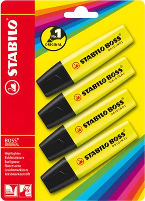 Image de Surligneurs - STABILO BOSS ORIGINAL - Pack de 4 - jaune