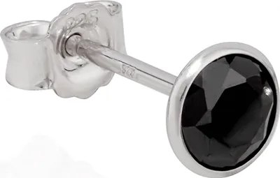 Produktbild von Einzel Kelch Ohrstecker 925 Silber anlaufgeschützt 5mm Zirkonia Schwarz Ohrring