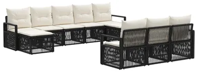 Immagine prodotto di vidaXL Set di divani da giardino 10 pezzi in polirattan nero