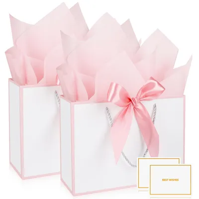 Productafbeelding van Geschenktassen van Papier met Taschentüchern en Kaarten - 2 Stuks 20x10x28cm