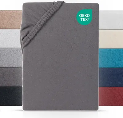 Produktbild von Teddy Plüsch Spannbettlaken Boxspring 180-200x200-220 cm, Warmes Winter Bettlaken Anthrazit