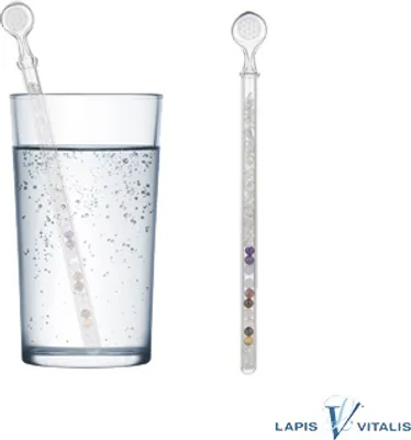 Image de Eau de gemme CINQ ELEMENTS Améthyste Calcédoine Jaspe océanique Quartz rose Fleur de vie