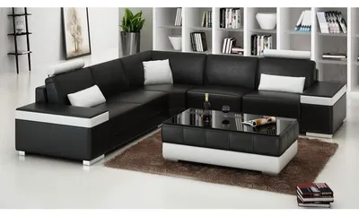 Produktbild von L-Form Ledersofa Polster Sitz Couch Garnitur Ecksofa Sofa Couch Wohnlandschaft