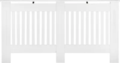 Produktbild von FCH Heizkörperverkleidung, vertikales Streifenmuster, MDF, weiß, 152 x 19 x 81cm - Heizungsabdeckung Heizkörper Abdeckung für Schlafzimmer Wohnzimmer