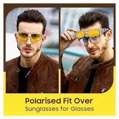 Produktbild von Nachtfahrbrille für Brillenträger - Polarisierte Nachtsichtbrille mit gelben Gläsern für Autofahrer