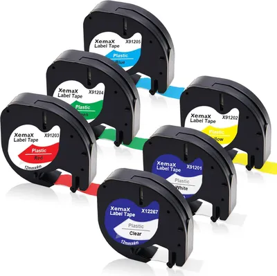 Imagen del producto de Kit de cintas para etiquetas, 6 colores, 12 mm x 4 m, para Dymo Letratag