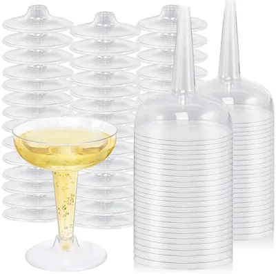 50 Kunststoff-Champagnergläser, 120 ml, transparent, wiederverwendbar