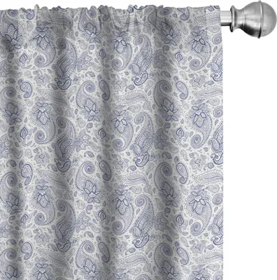 Image de ABAKUHAUS Rideaux Paisley, rideaux, motif abstrait dessiné à la main avec des fleurs, des feuilles et des bourgeons, 2 pièces 75 x 245 cm, noir et blanc
