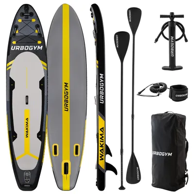 Produktbild von URBOGYM Wakima SUP Board 350 cm Grau, aufblasbares Komplettset mit 3 Finnen