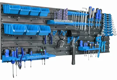 Immagine prodotto di Pannello portattrezzi per officina - Contenitore per utensili - 7 scomparti - 115,8 x 39 cm