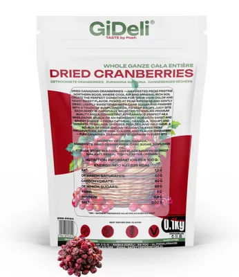 Produktbild von Cranberries Getrocknet 100g Saftig Ganze Beeren Vegan Snack Müsli Backen GiDeli