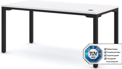 Produktbild von ASSMANN Höhenverstellbarer Schreibtisch Piacetta Weiß Schwarz, 200x80cm, Memoryfunktion, 4-fach-Motorik