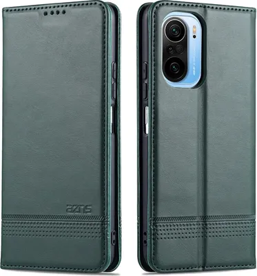 Image de LaimTop Housse en cuir pour Xiaomi Poco F3, étui à rabat Portefeuille Fermeture magnétique Support Housse de protection pour Xiaomi Poco F3 Vert