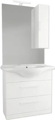 Produktbild von form&style Badmöbelset LANAI BxHxT 87 x 190 x 50 cm Frontfarbe weiß mit Waschtisch weiß Griff weiß