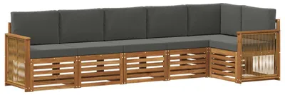 Image de Ensemble canapé d'angle vidaXL avec coussins (5 pièces), couleur naturel et anthracite