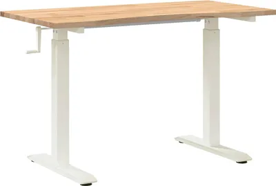 Zdjęcie produktu dla vidaXL Biurko białe i naturalne 120 x 60 cm lite drewno dębowe