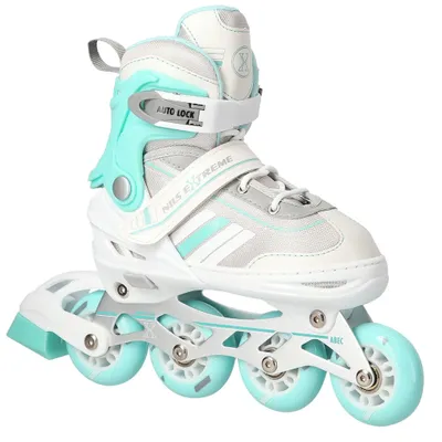Image de Patins à roues alignées et à glace 2 en 1, blanc/bleu, taille M (34-38)