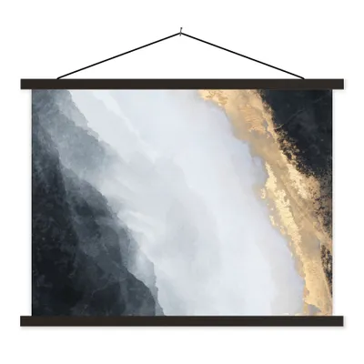 Produktbild von MuchoWow® Textilposter Abstrakt - Farbe - Gold - Schwarz - Marmor 120x90 cm mit schwarzem Rahmen - Aufhänger für Poster