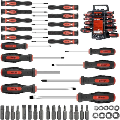 Produktbild von 44-teiliges Schraubendreher-Set mit magnetischen Bits und Stecknüssen, Chrom-Vanadium-Stahl