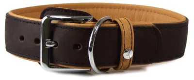 Produktbild von Das Lederband Hundehalsband Vancouver mit Kehlkopfschutz mocca/caramel