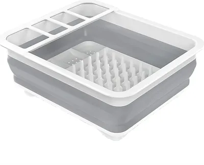 A collapsible dish drying rack.