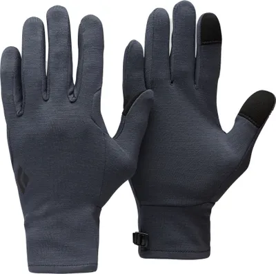 Schwarze Innenhandschuhe aus Wolle von Black Diamond; ideal für kalte Bedingungen.
