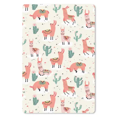 Produktbild von MuchoWow® Mauspad Mousepad Lama - Muster - Kaktus 40x60 cm - Mousepads - Maus Mat - Pad - Mausunterlage - Schreibtisch Accesoire